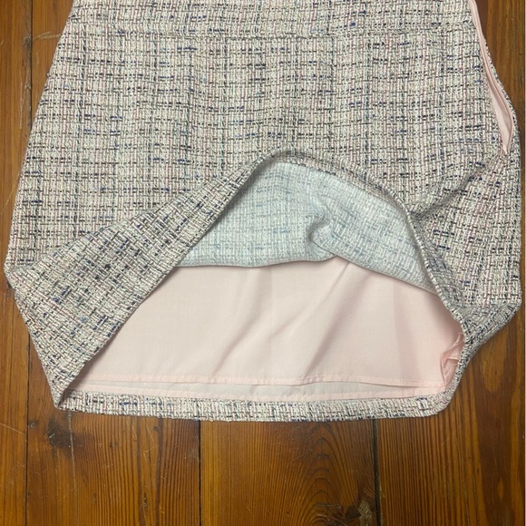 Ann Taylor LOFT Tweed Pencil Skirt Size 14 Pink Blue Metallic Lined Career Work - Picture 7 of 7